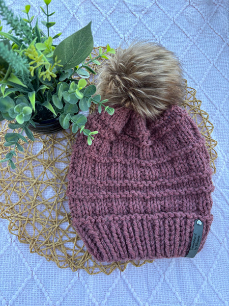 Rose knit beanie