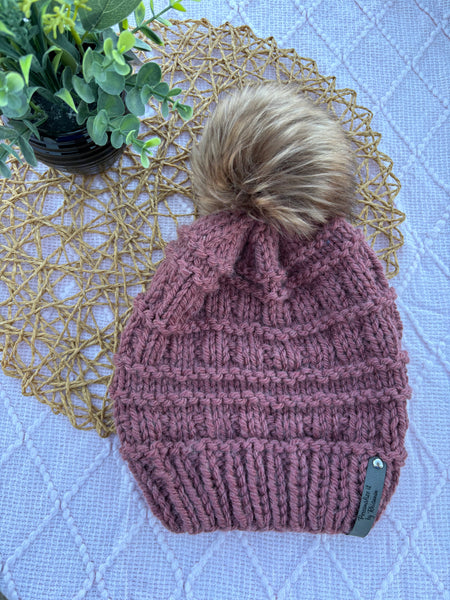 Rose knit beanie