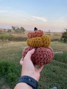 Rust, orange and mustard pumpkin stack