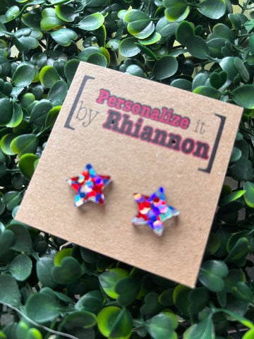 Glitter star stud earrings