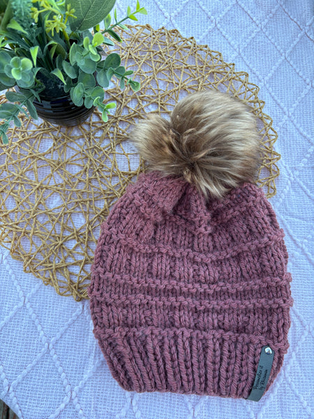 Rose knit beanie