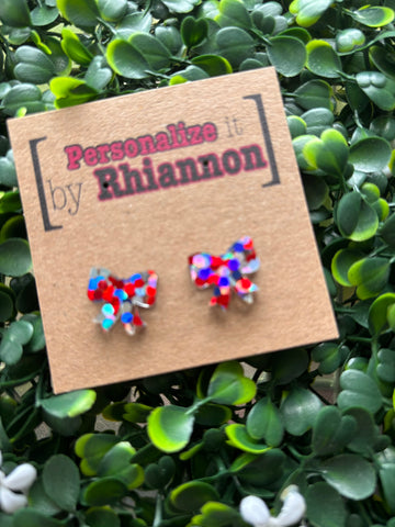 Glitter bow stud earrings