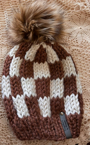 Brown checkered beanie