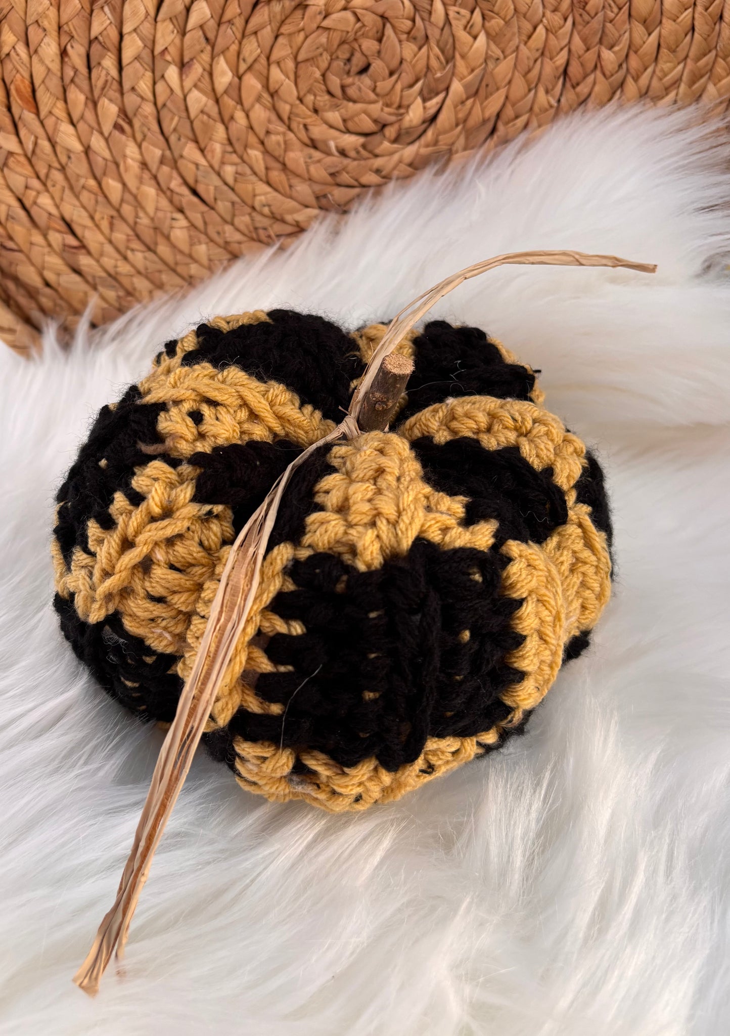 Black & gold plaid pumpkin