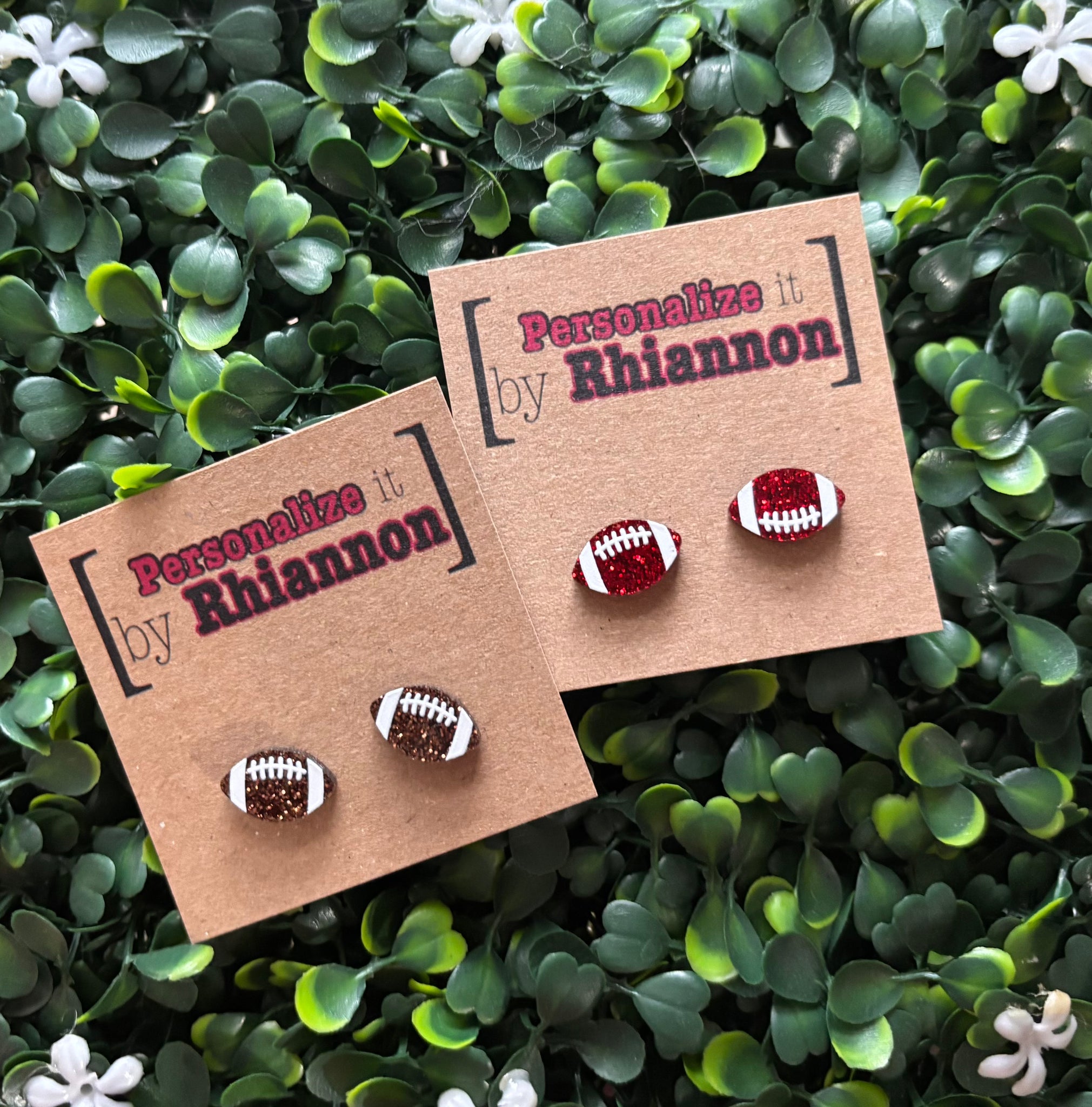 Glitter Football stud earrings