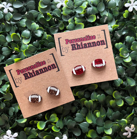 Glitter Football stud earrings