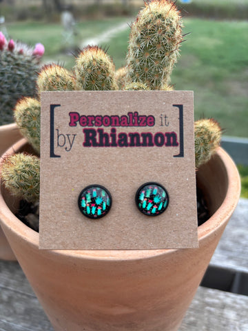 Black cactus stud earrings