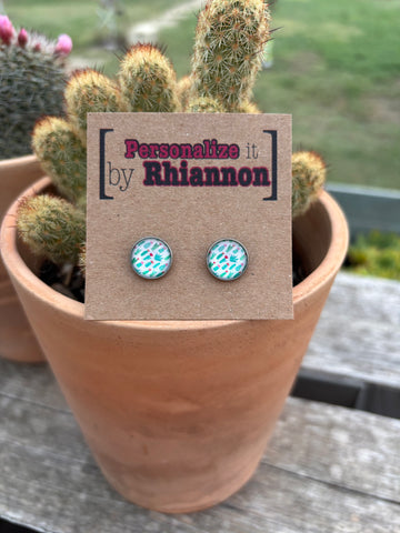 White cactus stud earrings