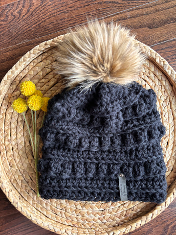 Black bobble beanie