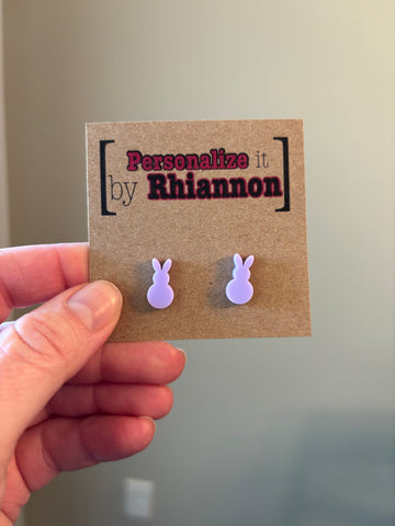 Lilac bunny stud earrings