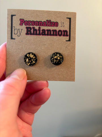 Black with gold fleck stud earrings
