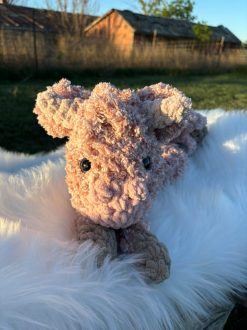 Pink Highland cow stuffie (fluffy)