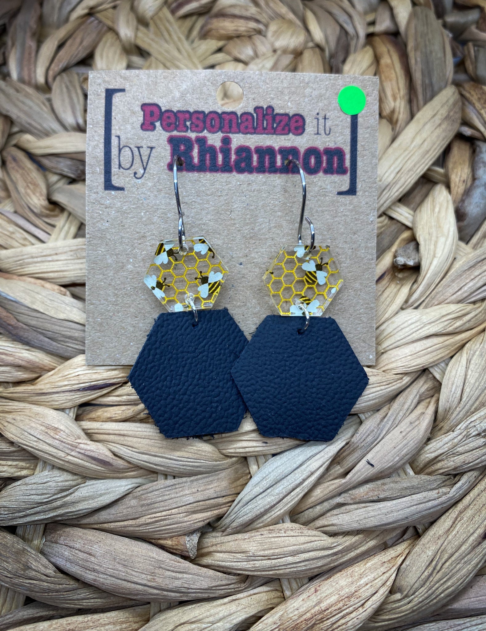 Bee hexagon earrings